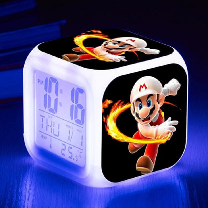 Anime Super Mario Light LED Alarm Clock Decoration Children's Bedroom Digital Light Alarm Clock Decoration Cartoon Gifts Toys