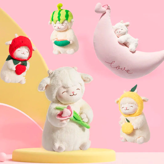 Sweet White Sheep Lam Hold Tulip Flower Soft Stuffed Hug Doll Plush Toy Kid Girl Birthday Christmas Gift 1pc