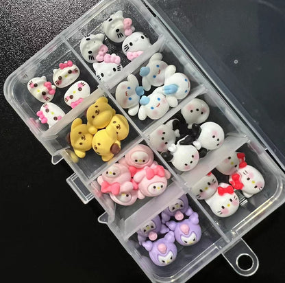 Sanrio Theme Nail Jewelry Charms Kit Kawaii Star Kirby/Hello Kitty Nail Rhinestone Gems for Manicure DIY Crafts