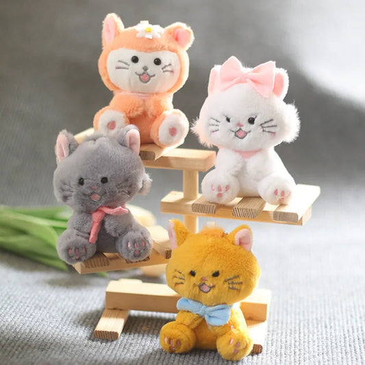 Lovely Cartoon Cat Pendant Keychain for Children Cute Plush Kitten Animal Keyring Llaveros