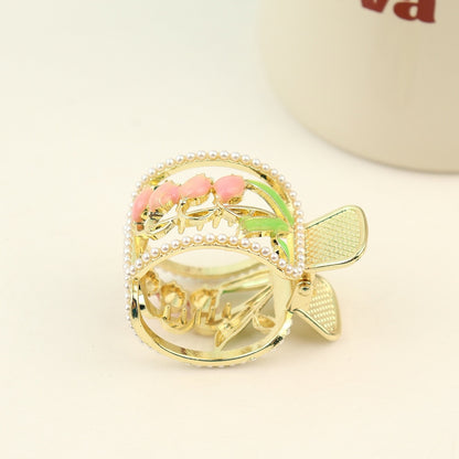 New Korean Vintage Flowers Large Metal Hair Claw Clip Ponytail Women Butterfly Shark Alloy Hair Claw Barrette Hair Accessories