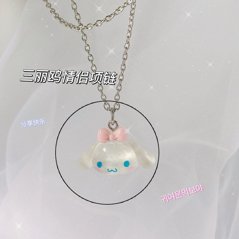 New Hello Kitty Pearl Necklace Cartoon Sanrio Anime KT Cat Luxury Y2k Sweet Clavicle Pendant Christmas Gift Girls Without Box