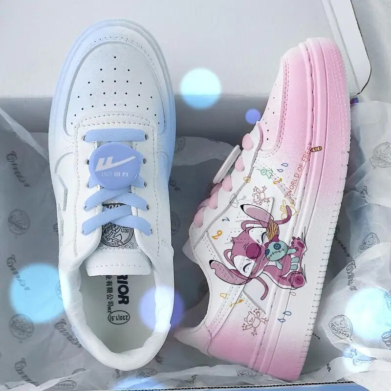 Anime Lilo & Stitch Sports Shoes Kawaii Stitch Girl Casual Shoes Summer Breathable Board Shoes Cute Children Casual Sports Shoes
