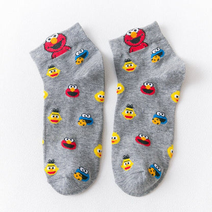 Women Cute Cartoon Expression Short Ankle Socks Happy Fashion Girls Funny Eared Lovers' Cotton Sokken Dropship