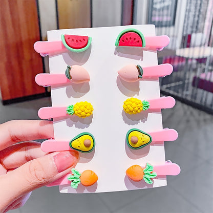 10PCS/Set New Girls Cute Cartoon Ice Cream Unicorn Hair Clips Kids Lovely Hairpins Headband Barrettes Fashion Hair Accessories