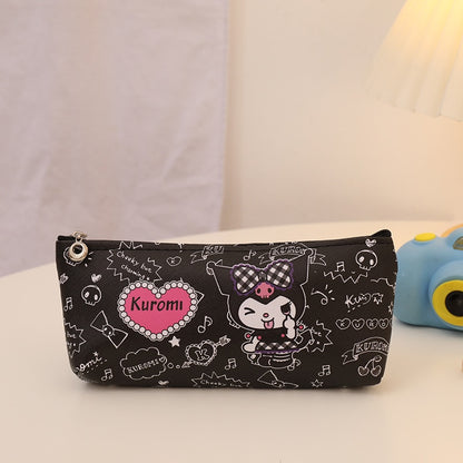 Kawaii Anime Sanrio Kuromi Large Pencil Case Plush Bag Toys Makeup Girl Children's Stationery