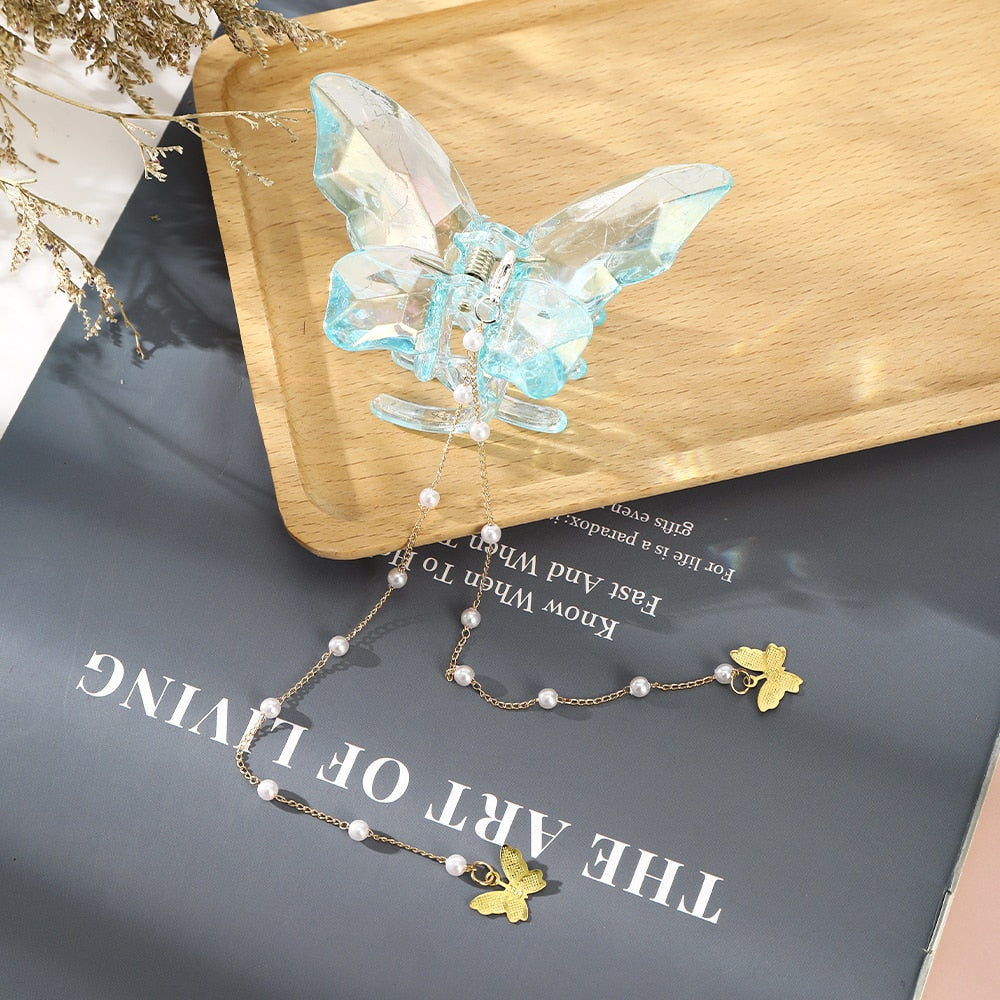Butterfly Hairpins New Korean Yarn Elegant Metal Tassel Long Hair Clips For Women Hanfu Antique Party Hair Accessories