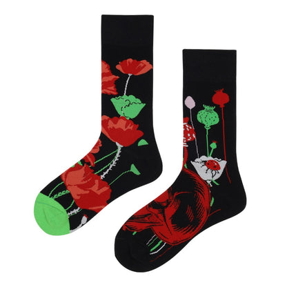 Mandarin duck asymmetric ab socks net red ins animal and plant in the tube cartoon fashion sports cotton socks