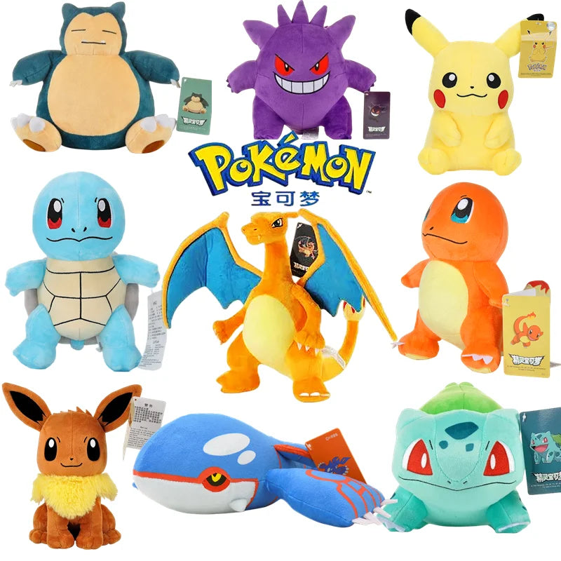 Original Pokemon Plush Doll Charmander Gengar Pikachu Stuffed Soft Toy Bulbasaur Cute Cartoon Animal Toy Gift for Kid