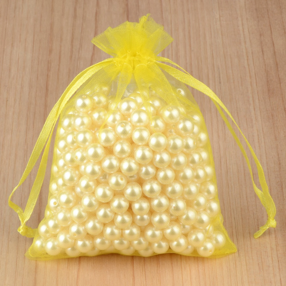 100pcs 24 Colors Jewelry Packaging Bag 5*7 7*9 9*12 10*15cm Organza Bags Gift Storage Wedding Drawstring Pouches Wholesales