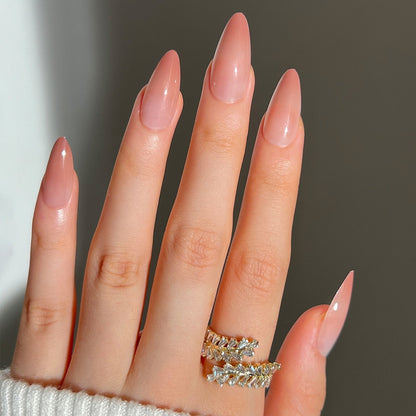 24PCS/box Mid-length  stiletto nail tips Gradients wear full cover paragraph fashion Manicure patch false fingernails for girls