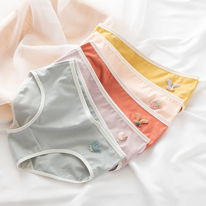 5Pcs/set Cotton Panties for Women Girl Briefs Underwear Plus Size Cute Soft Short Pantys Lingerie Female Ladies Underpants