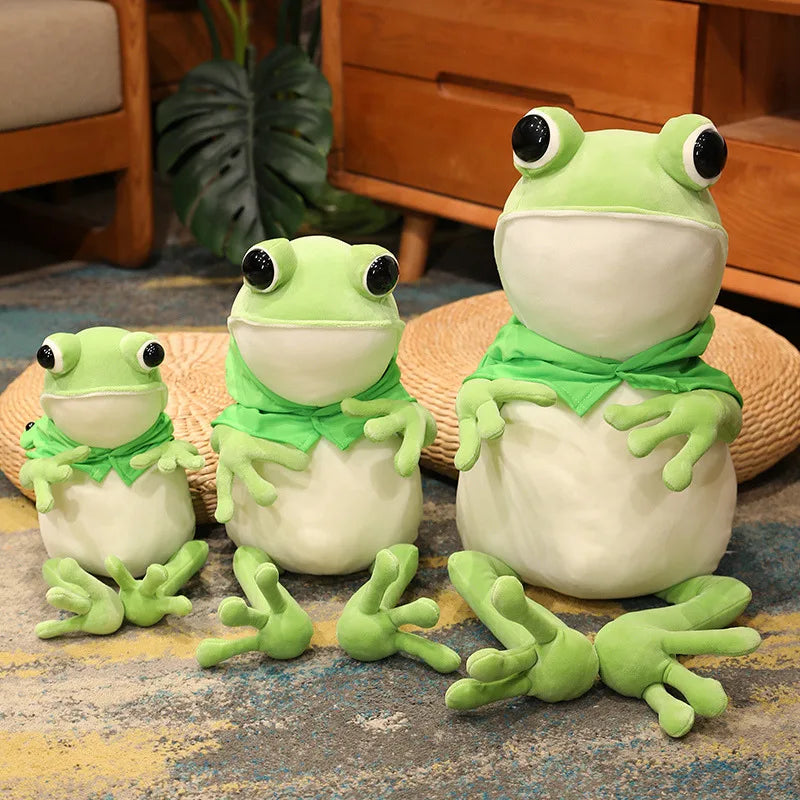 Kawaii Cloak Frog Plush Toy Soft Stuffed Animal Lovely Hat Big Eyes Anime Doll Baby Hug Pillow Children Boy Birthday Gifts
