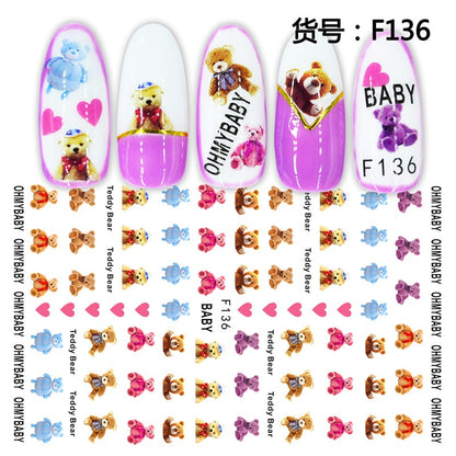 Cute Anime Character Series Nail Stickers Nail Art Supplies Disney Mickey Stitch Donald Duck 3D Stickers Nail Art Decorations