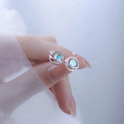Simple Piercing Stud Earrings for Women Star Moon Zircon 925 Silver Needles Tragus Cartilage Asymmetry Pendiente Plata Jewelry