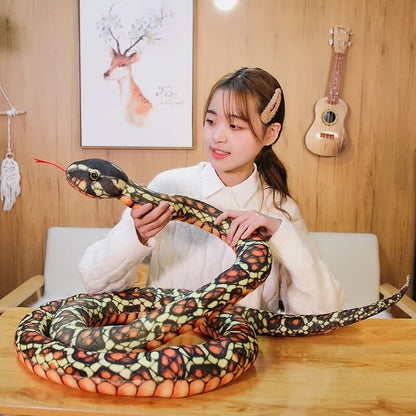 110/160CM Realistic Python Snake Plush Toy Giant Boa Cobra Long Stuffed Animal Snake Plushie Pillow Children Boys Gift Home Decoration