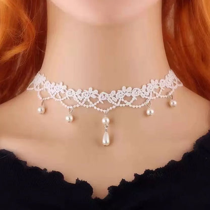 Korean Fashion Velvet Choker Necklace for Women Vintage Lace Necklace with Pendants Gothic Girl Neck Jewelry Accessories