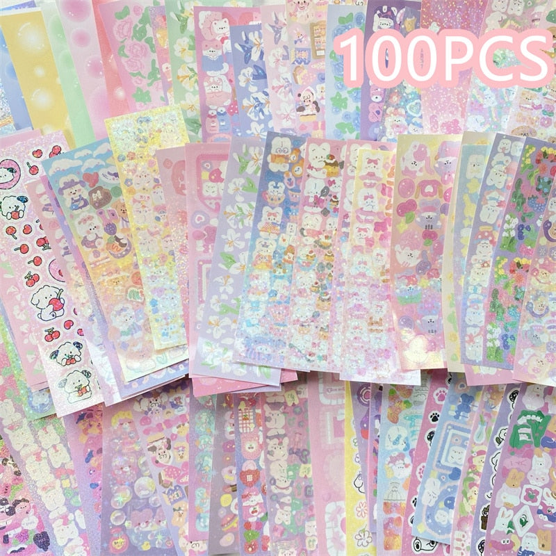 10pcs/20pcs/30pcs Random Sticker Pack Laser Decorative Kawaii Album Stickers Korean Stationery DIY Material