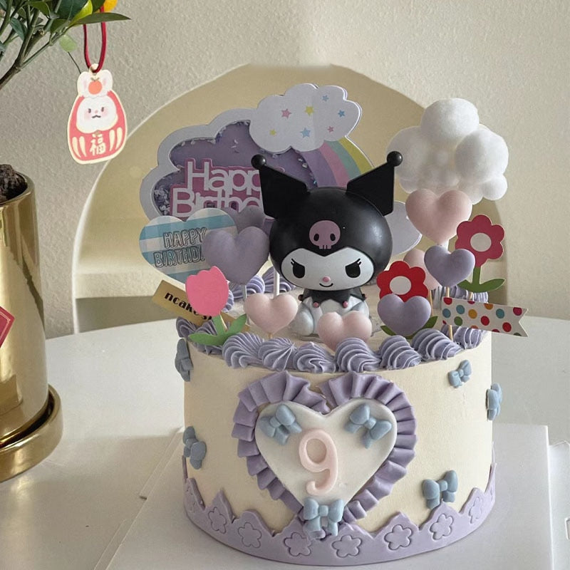 Sanrio Anime Figure Cinnamoroll Hello Kitty Kuromi Doll Cartoon Decorations Action Figures DIY Cake Decorate Toys Gifts for Kids