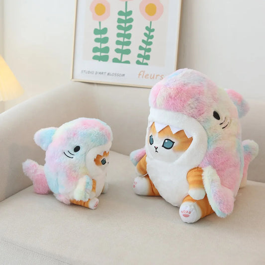 20CM Kawaii Shark Cat Peluche Toy Creative Shark Cosplay Kitten Dolls Stuffed Soft Animal Pillow for Children Girls Present