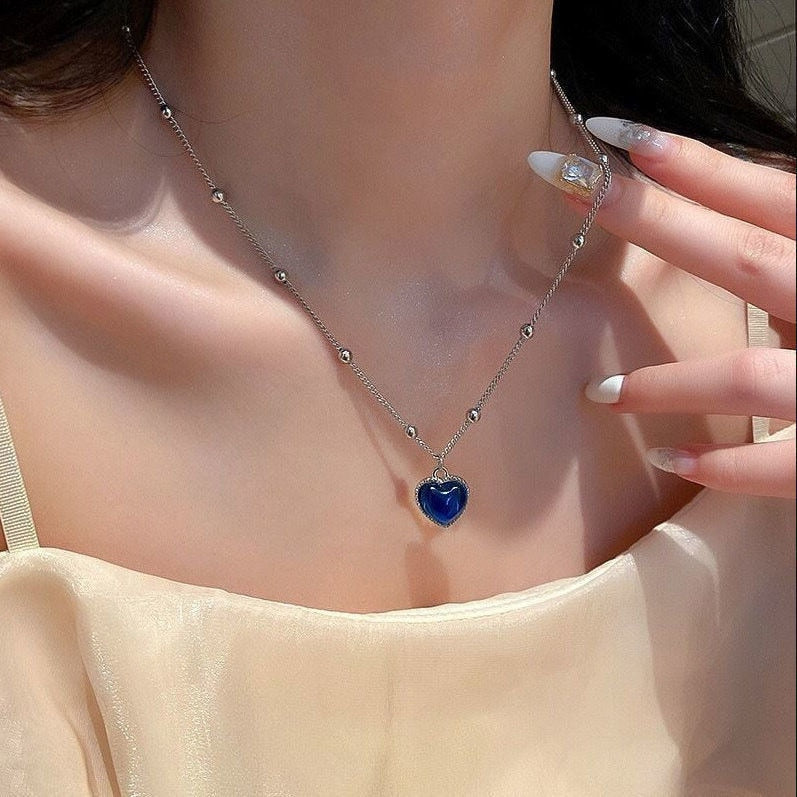 GUFTM New Creative Mood Necklace Color Change Emotion Feeling Temperature Control Heart Pendant Metal Chain Jewelry for Girl