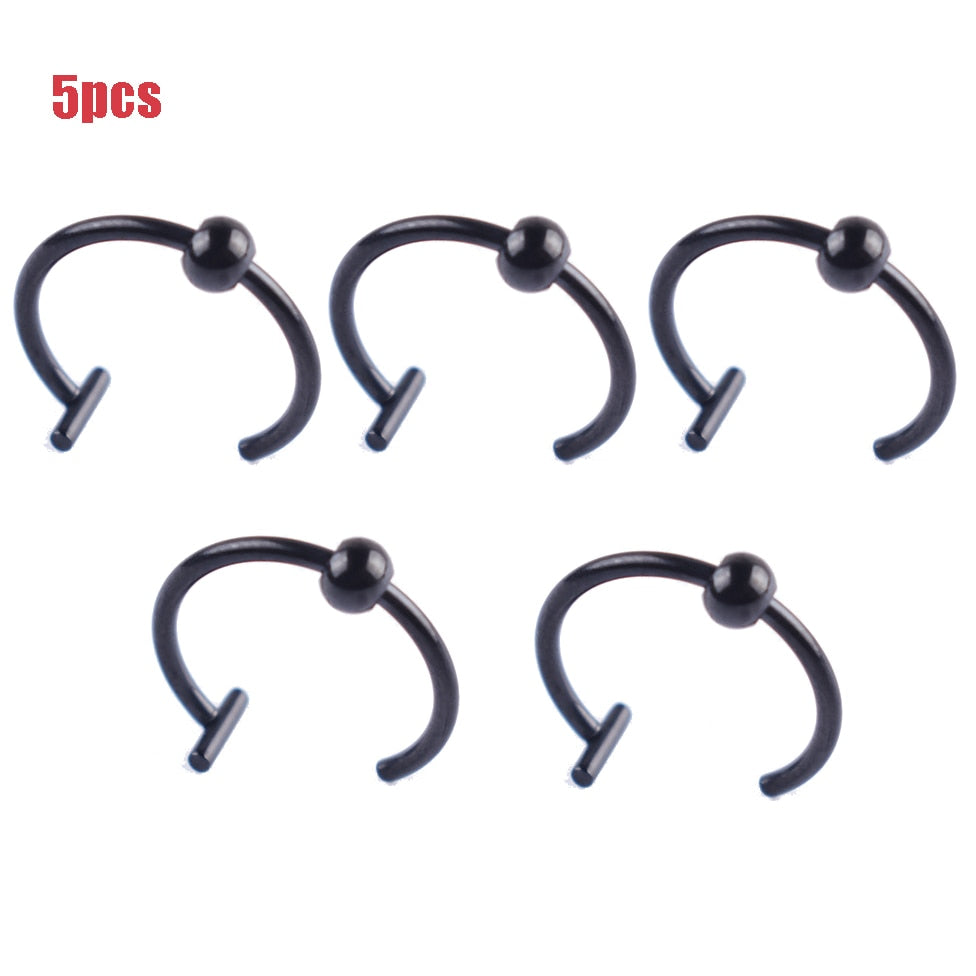 5Pcs Lip Nose Rings Neutral Punk Lip-shaped Ear Nose Clip Fake Diaphragm with Perforated Lip Hoop Body Jewelry Steel Ring