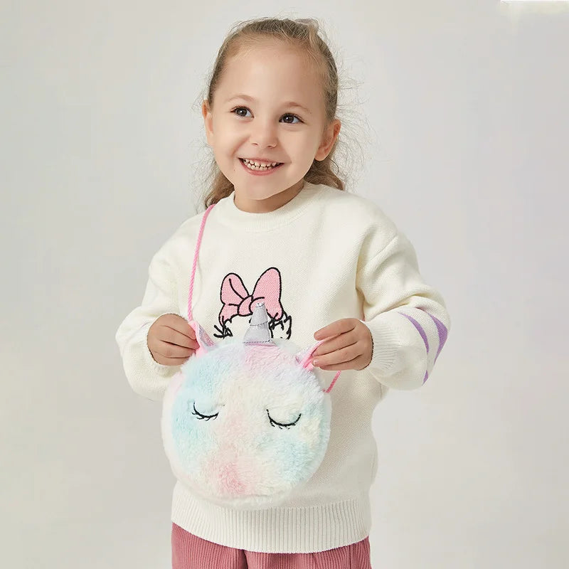 Fashion Children Girls Shoulder Bag Cute Unicorn Animals Messenger Bag Kids Keys Coin Purse Cute Princess Mini Handbag Plush Toy