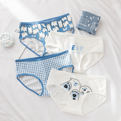 7PCS/Lot Women's Underwear Cute Cotton Panties Seamless Briefs For Girl Ladies Lingerie Cartoon Pantys Print Underpants
