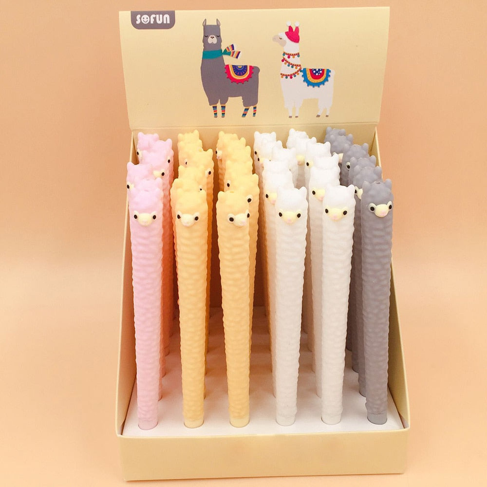 2Pcs Cute Cartoon Alpaca Shape Gel Pen Student Stationery Novelty Gift School Material Office Supplies