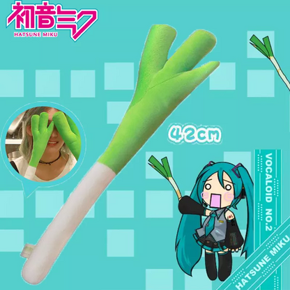 42cm Hatsune Miku Cosplay Chinese Green Onion Shallot Scallion Short Plush Stuffed Toys Dance Props Animation Kid Girl Gift