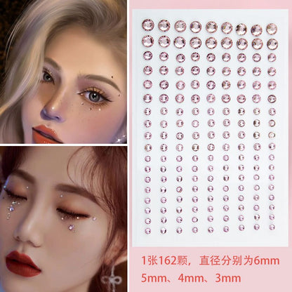 Disposable Tattoo Stickers 3D Face Jewelry Crystal Diamond DIY Eyes Face Body Rhinestones Waterproof Makeup Art Party Decoration