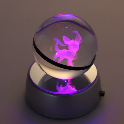 Pokémon Crystal Poké Ball: Pikachu Charizard Eevee Mew Mewtwo Bulbasaur Squirtle Jolteon Charmander Snorlax Dragonite LED Night Light Base Display Model Gift