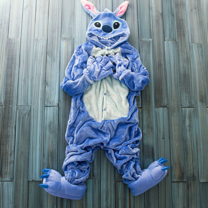 Lilo & Stitch Kigurumi Hooded Onesie Pajamas: Disney Movie Winter Cute Kawaii Kids & Adult Cosplay Costume