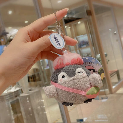 Kawaii Plush Keychain Bag Charm Cartoon Cute Mini Penguin Stuffed Animal Plushies Soft Doll Car Trinket Key Chain Women Girls Keyring Kids Birthday Gifts