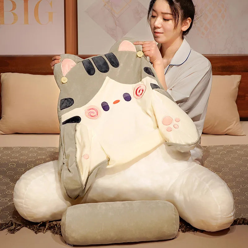 Creative Soft Cats Pillow Cartoon Stuffed Lumbar Support Chair Seat Cushion Animal Plush Toy Sofa Bed Home Decor Funny Gift