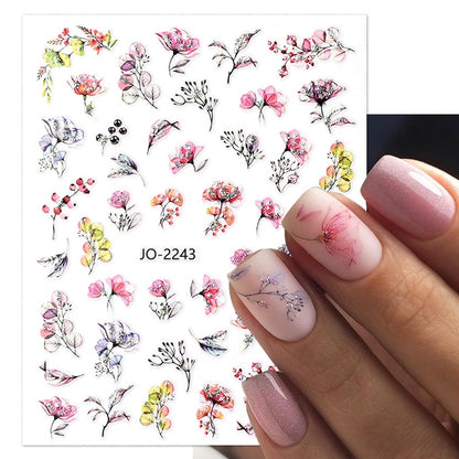 Harunouta Simple Flowers 3D Nail Stickers Gold Heart French Tip Lines Leopard Print Design Adhesive Sliders Manicure Nail Decals