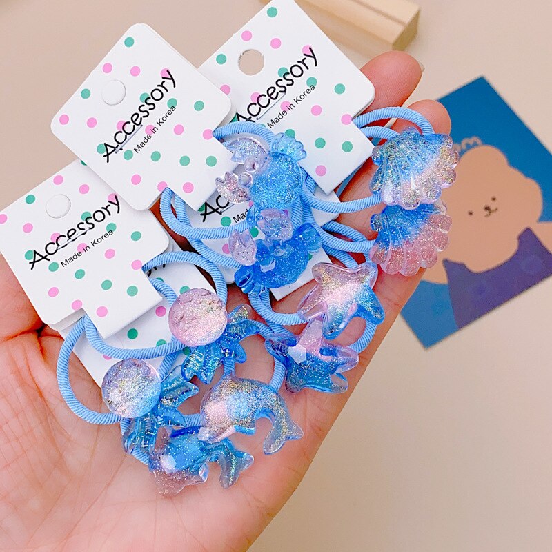 Children Sequins Floral Elastic Hair Bands Rubber Band Hair Tie Princess Kawaii Hair Rope Headwear Girls Kids Hair Accessories