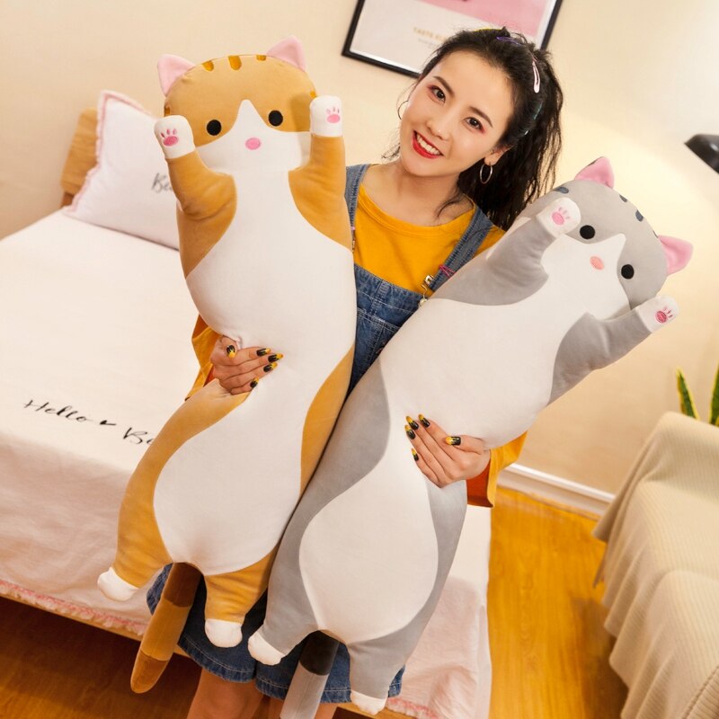 150cm Giant Long Cat Pillow Soft Cushion Kitty Kitten Plush Toys Stuffed Animal Popular Birthday Gifts Girls Boys Present