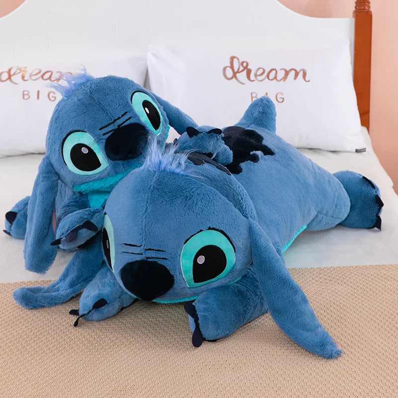 Sleeping Stitch Plush Toy Lilo and Stitch Big Stuffed Animal Disney Plushies Soft Doll Pillow Friend Bed Sofa Cute Kawaii Blue Alien Kid Girl Birthday Gift