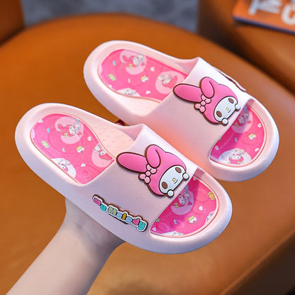 Sanrio Hello Kitty Summer Slippers Kawaii Kuromi My Melody Cinnamoroll Anime Outdoor Bathroom Beach Anti-Slip Sandal For Girls