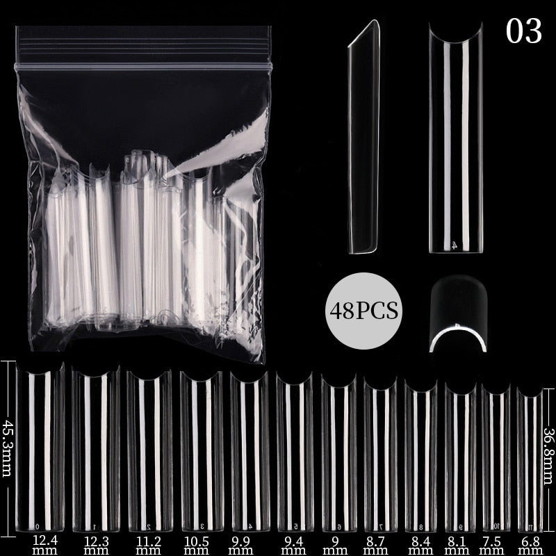 Press on Nails Coffin Nail Tips Clear Full Cover Fake Acrylic UV Gel Nails Extension System Oval Almond Sculpted False Nail Tips
