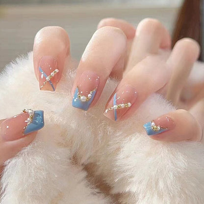 24Pcs Ballerina False Nails with Glue Short Nail Beauty Tools Press on Fake Nails Full Cover Artificial Nails Tips Manicure