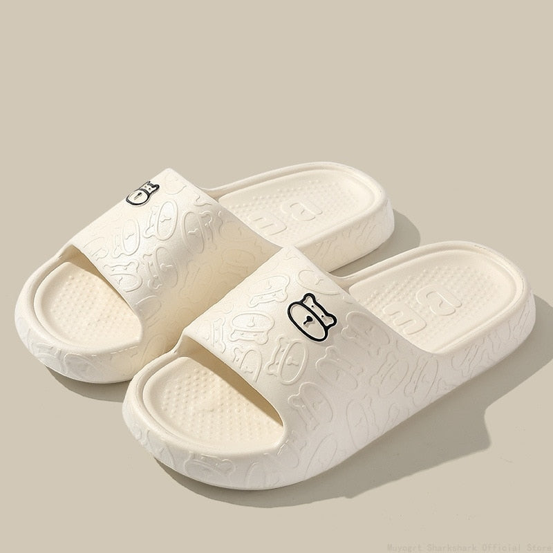 Cute Cat Print Women Slippers Home Indoor Slides Men Women Flat Slippers Cartoon Non-Slip Outdoor Beach Slides Shoes Shower
