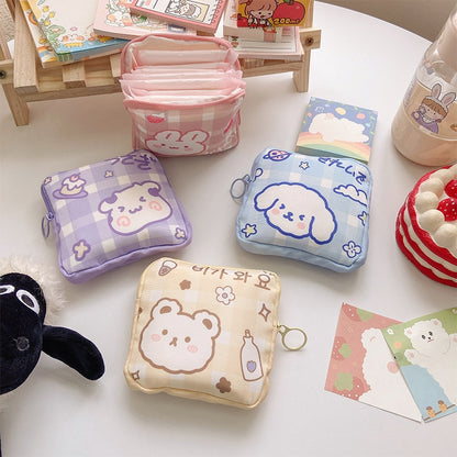 Cute Large Capacity Sanitary Napkin Storage Bags Cartoon Rabbit Bear Girls Physiological Period Tampon Organiser Bag Mini Bag