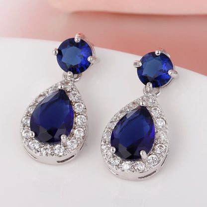 Luxury Zircon Wedding Long Dangle Earrings with Round Water Drop Elegant CZ Earrings for Women Bridal Wedding Jewelry Dress