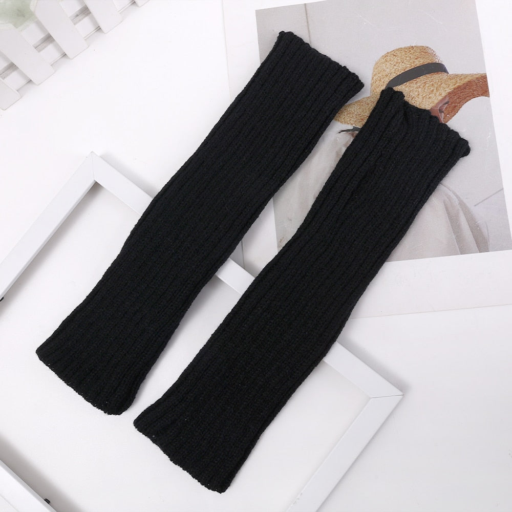 Long Fingerless Gloves Women Mitten Winter Arm Warmer Knitted Arm Sleeve Fashion Casual Soft Girls Clothes Punk Gothic Gloves