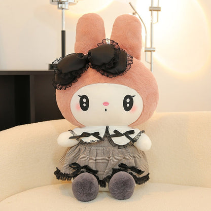 Sanrio Black Kuromi Mymelody Plush Stuffed Dolls Kawaii Cartoon Sofa Cushion Pillow Dark Gothic Lace Toy Birthday Gift For Girls