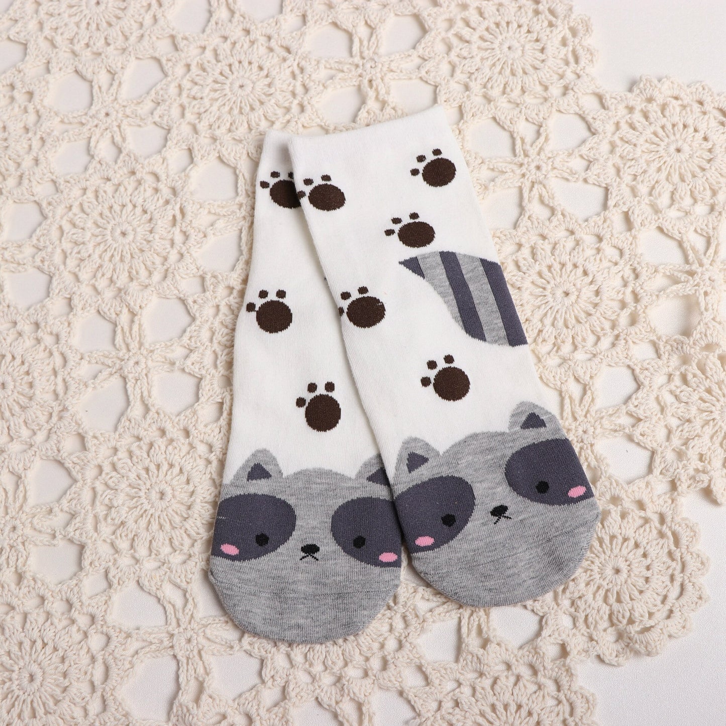 New Casual Harajuku Socks Women Cat Prints Cartoon Animals Cat Pattern Striped Cotton Socks Femme Floor Meias Socks Kawaii