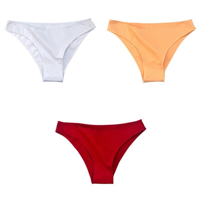 3Pcs/Set Women's Cotton Panties Female Underwear Solid Color Comfortable Briefs High Elasticity Underpants Size M-XXL