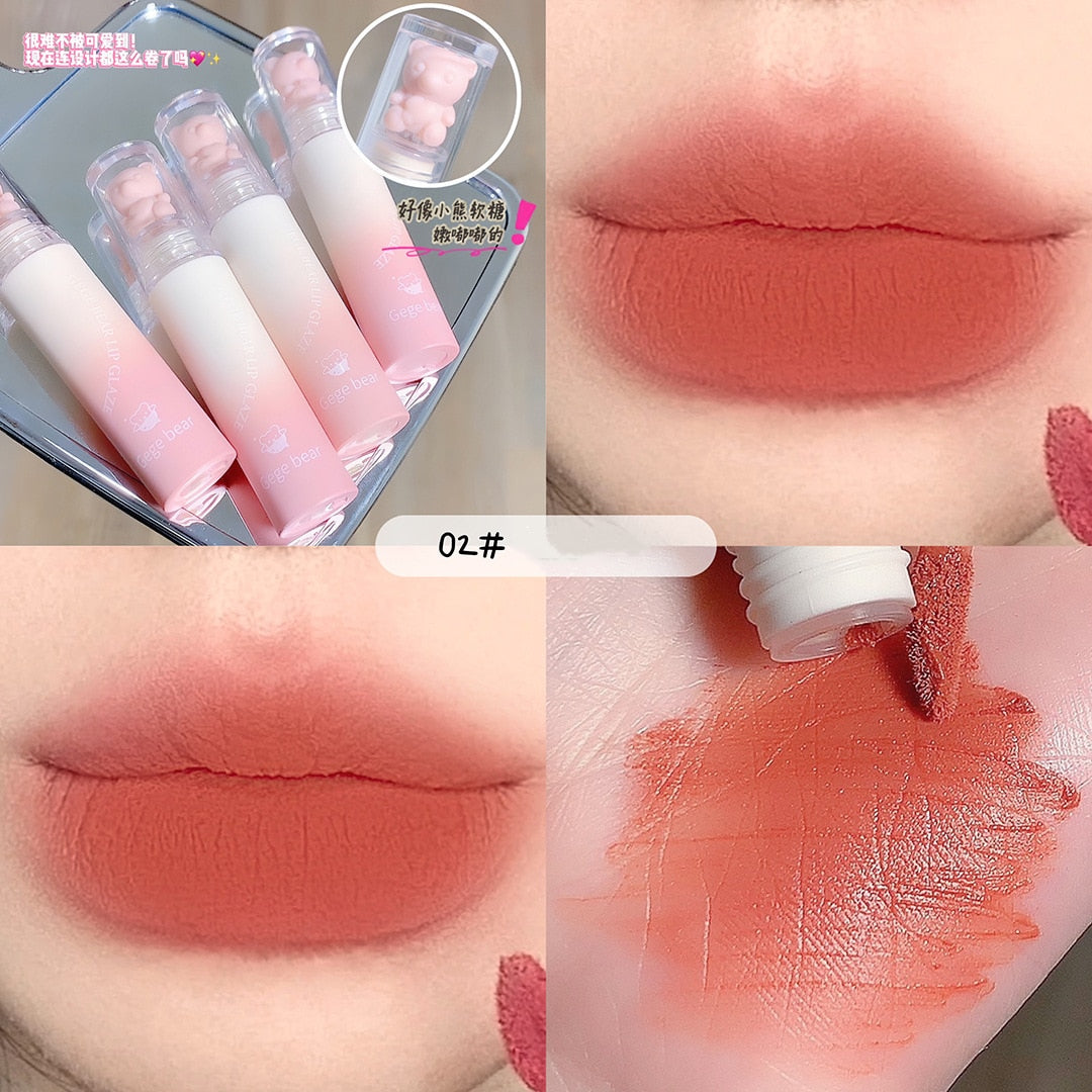 Little Bear Crystal Frozen Strawberry Glossy Lip Glaze Mirror Whitening Nude Doodle Lip Korean Makeup y2k Cosmetics Lipsticks